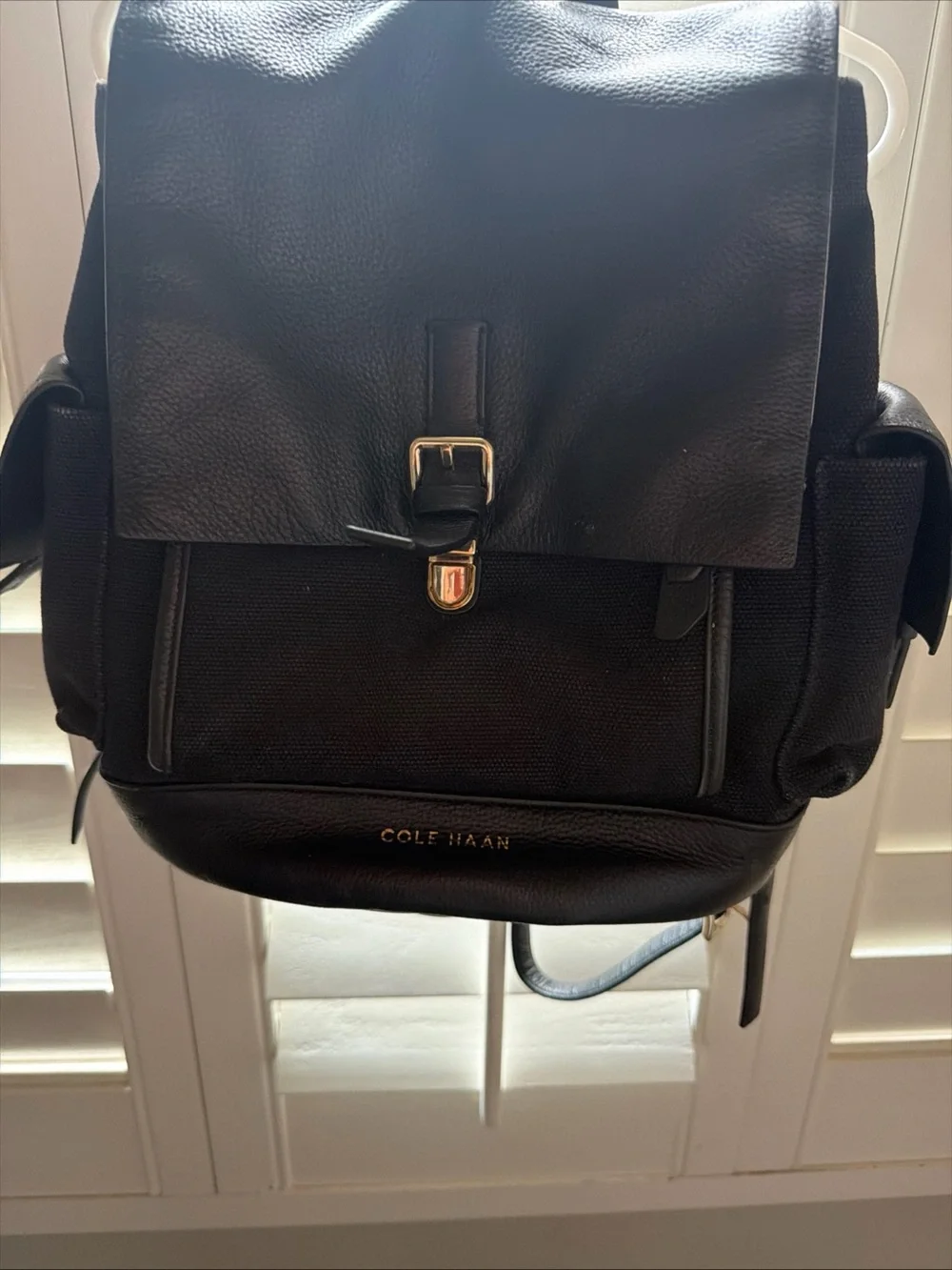 Cole haan  Black canvas Leather Backpack - Sleek Everyday Carry